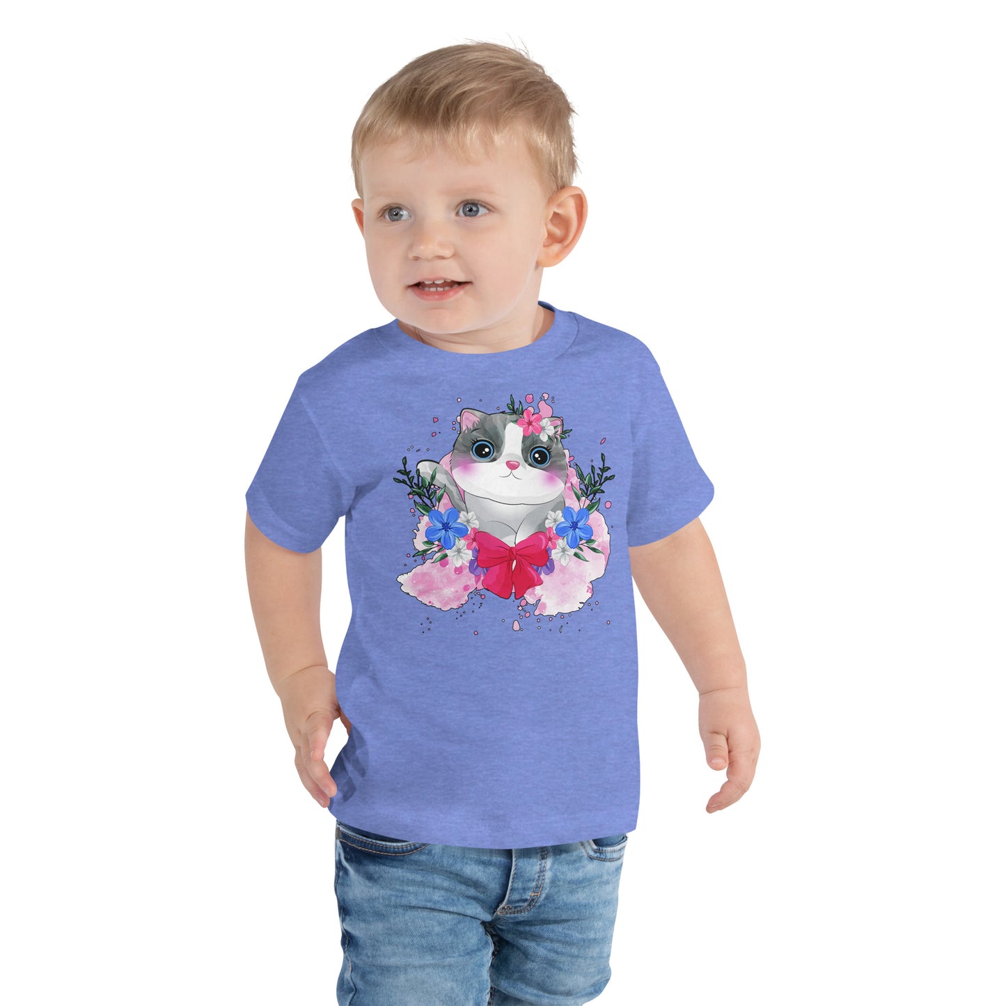 Cute Kitty Cat with Flowers T-shirt, No. 0328