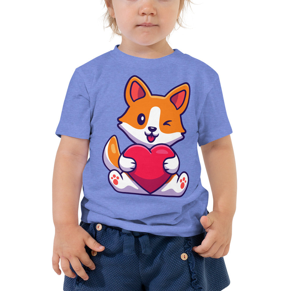 Cute Corgi Dog Holding Heart T-shirt, No. 183