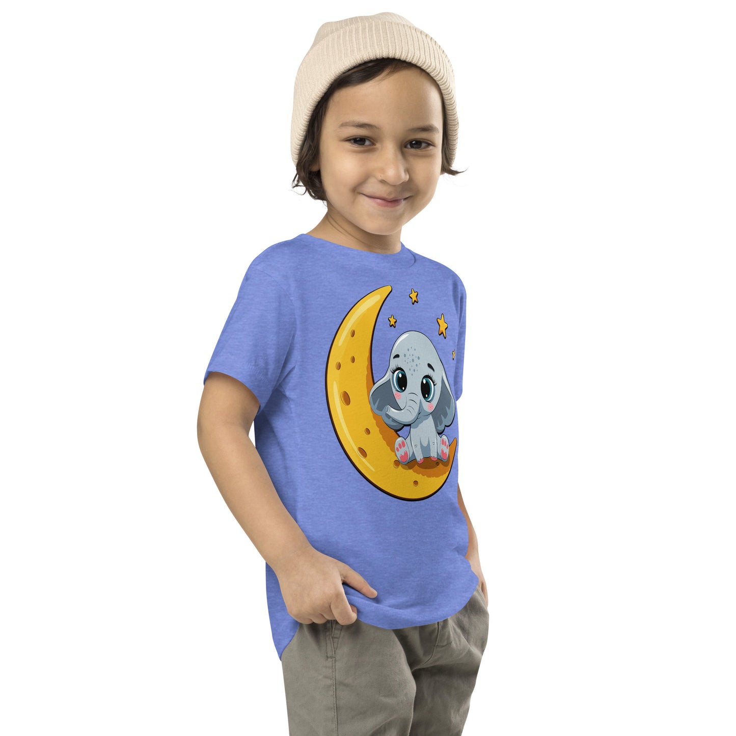Cute Baby Elephant Sitting on the Moon T-shirt, No. 0085