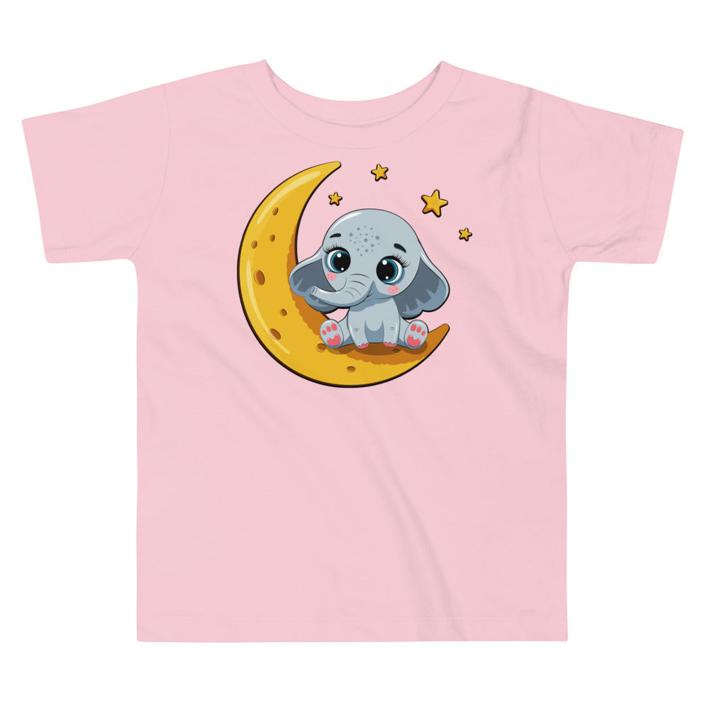 Cute Baby Elephant Sitting on the Moon T-shirt, No. 0085