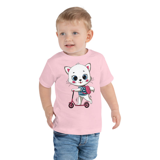 Cute Cat with Scooter T-shirt, No. 0285