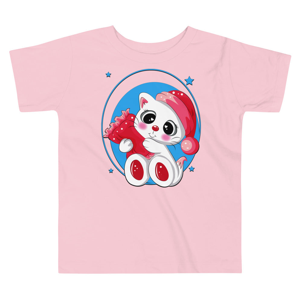 Cute Kitty Cat with Pink Pillow T-shirt, No. 0331