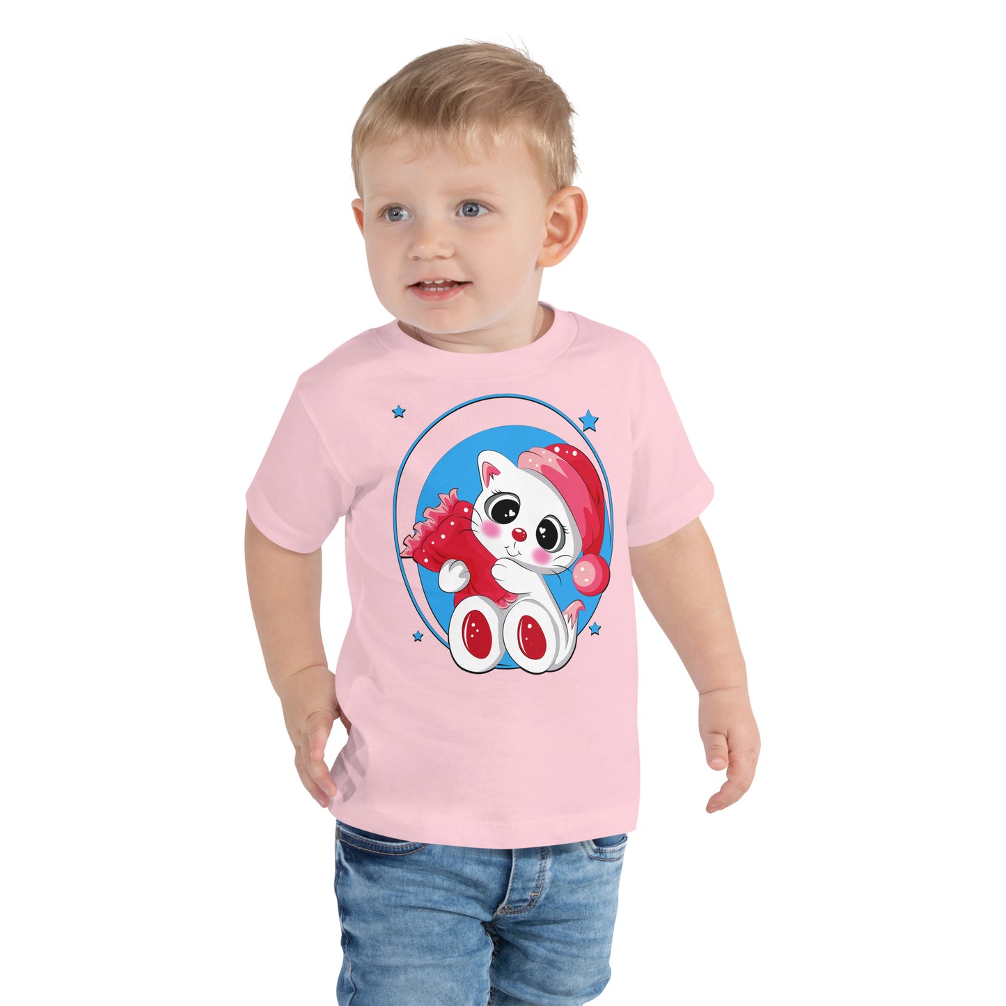 Cute Kitty Cat with Pink Pillow T-shirt, No. 0331
