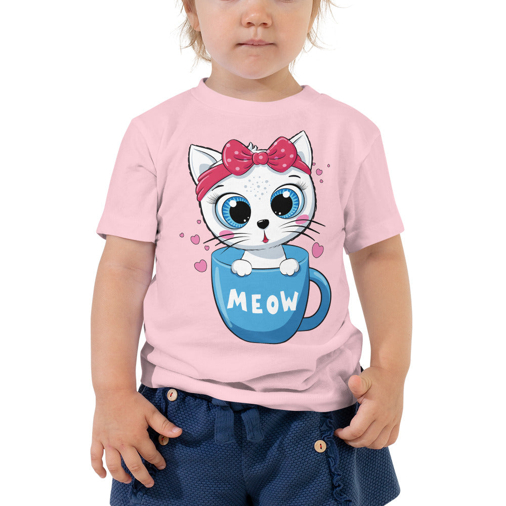 Cute Baby Cat Sitting in Cup T-shirt, No. 0269