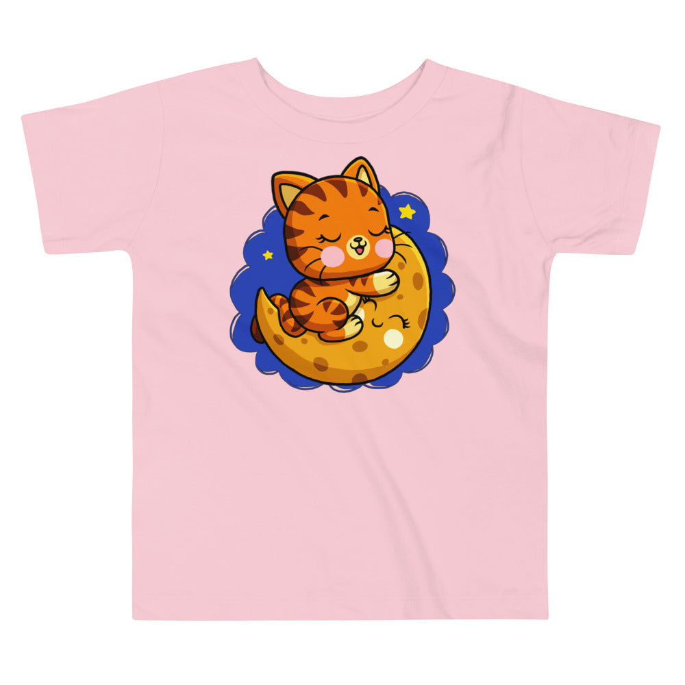 Cute Baby Cat Sleeping on the Moon T-shirt, No. 0272