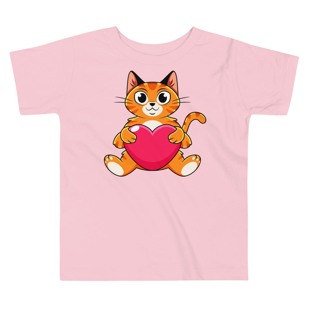Cute Cat Holding Heart T-shirt, No. 0157