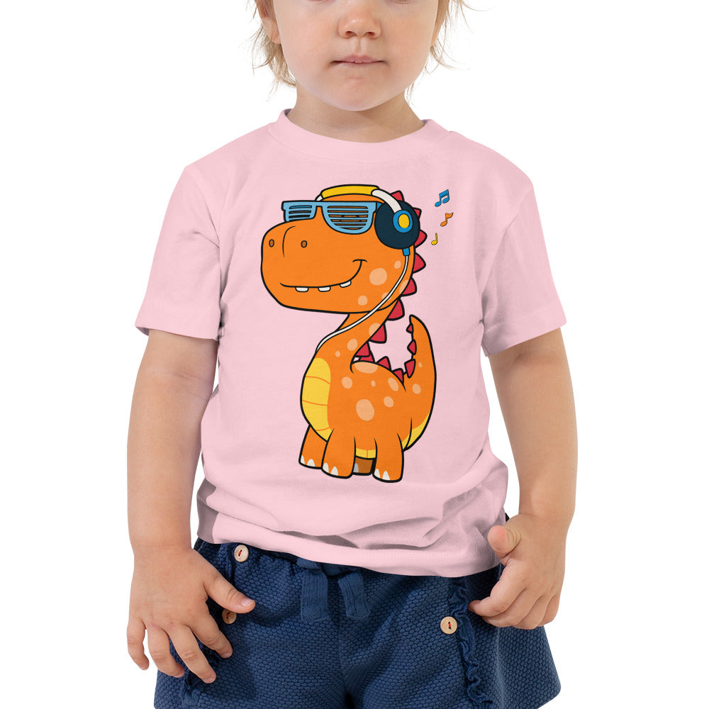 Cool Dinosaur Listening Music T-shirt, No. 0099