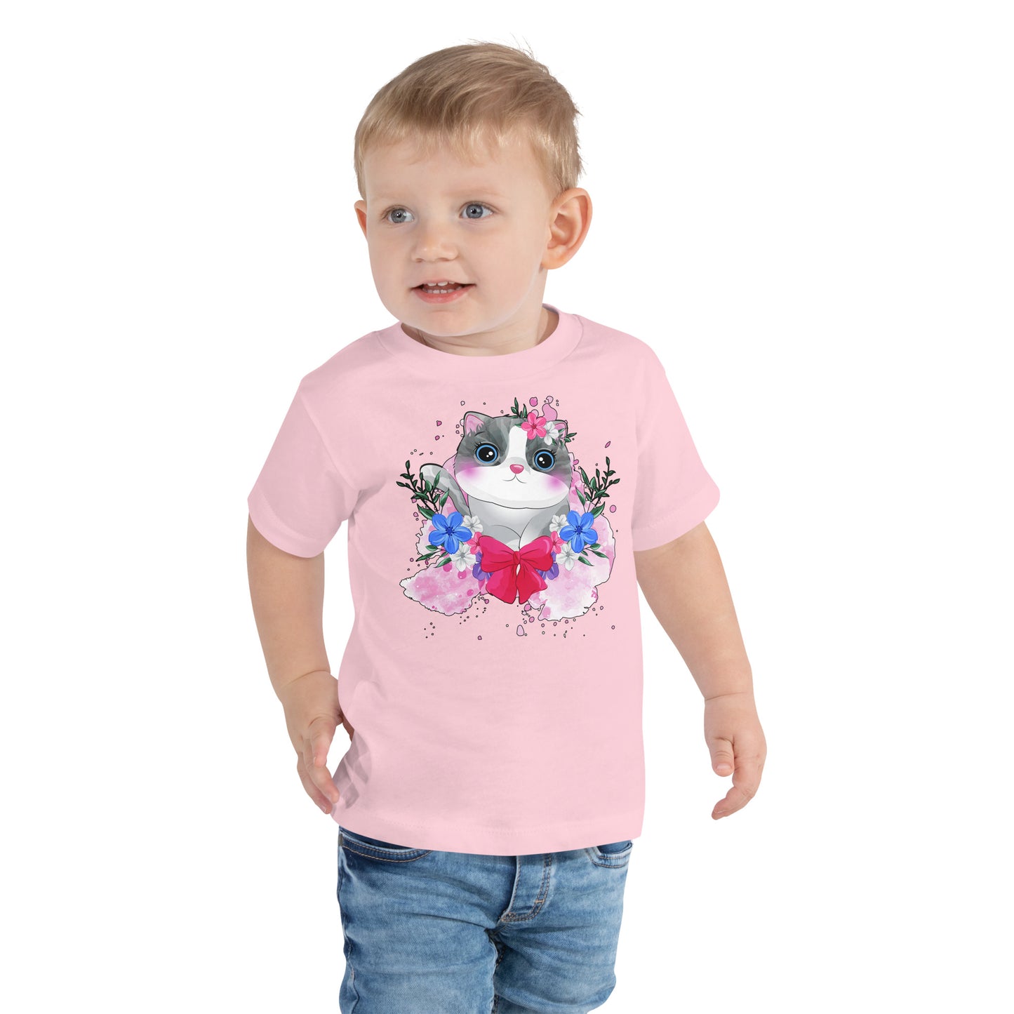 Cute Kitty Cat with Flowers T-shirt, No. 0328