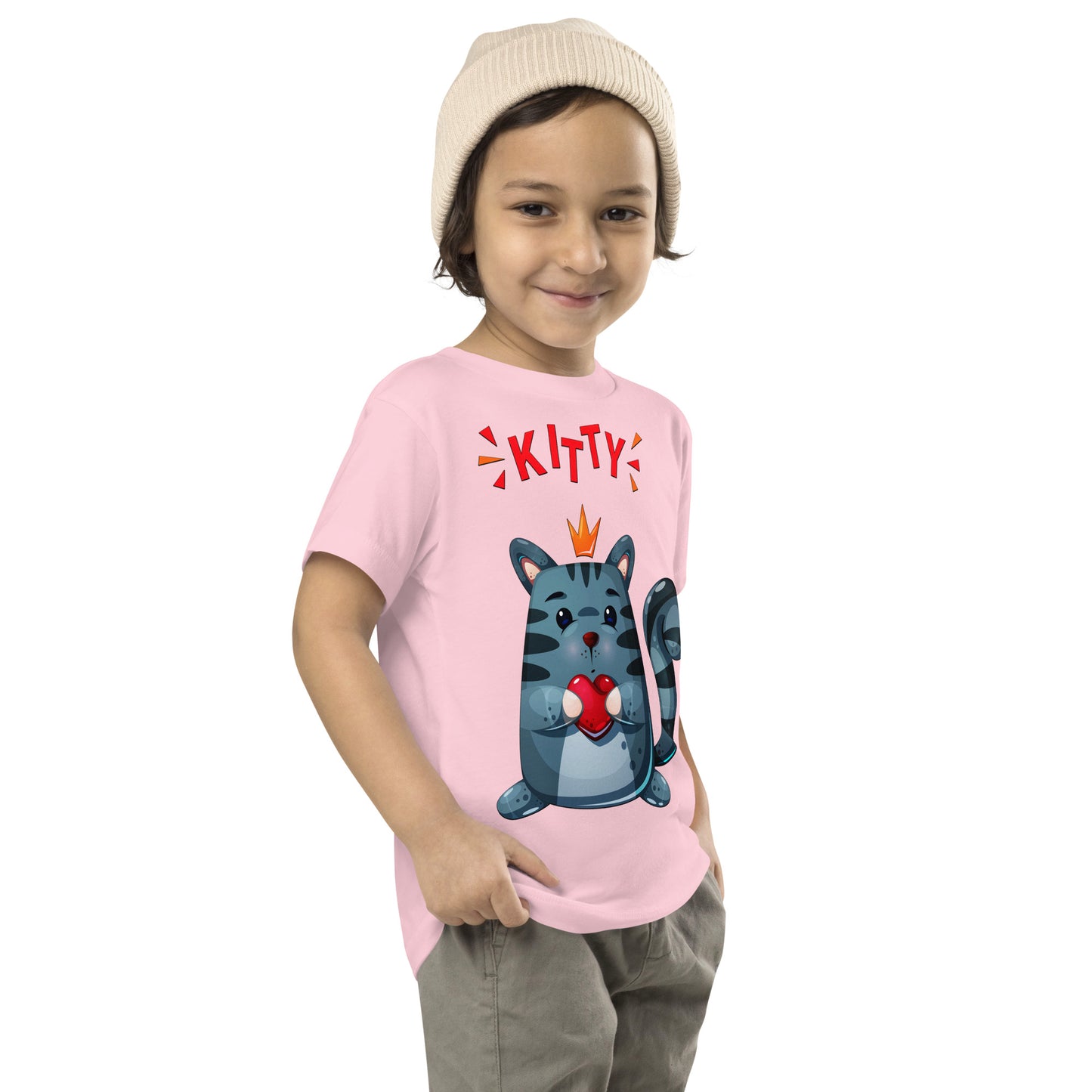 Cute Kitty Cat with Red Heart T-shirt, No. 0332