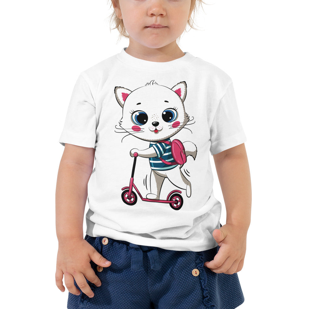 Cute Cat with Scooter T-shirt, No. 0285