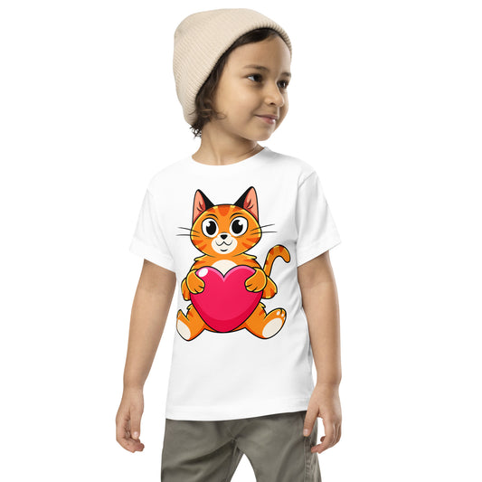 Cute Cat Holding Heart T-shirt, No. 0157