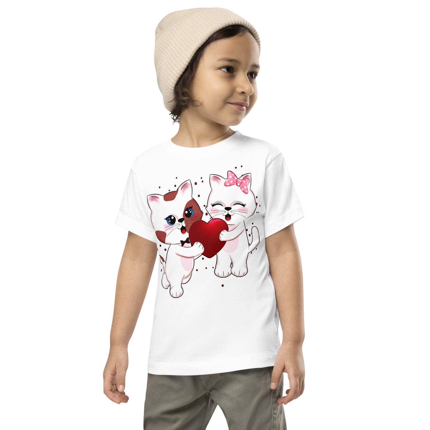 Cute Couple Cats in Love T-shirt, No. 0289