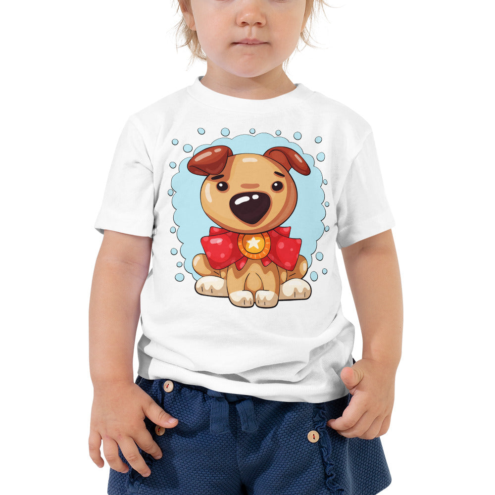 Cute Puppy Dog with Medal T-shirt, No. 0373