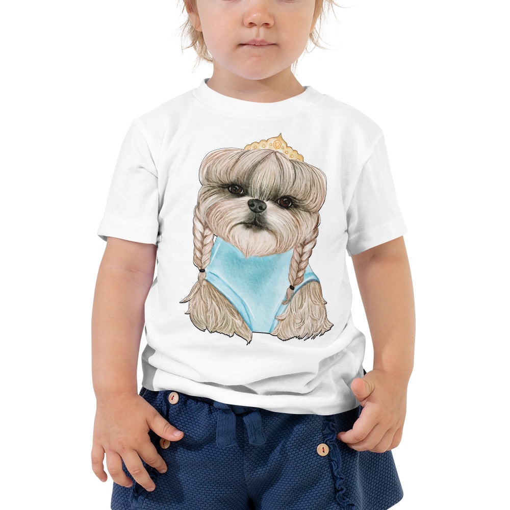 Adorable Dog with Hair Braids Crowns T-shirt, No. 0563