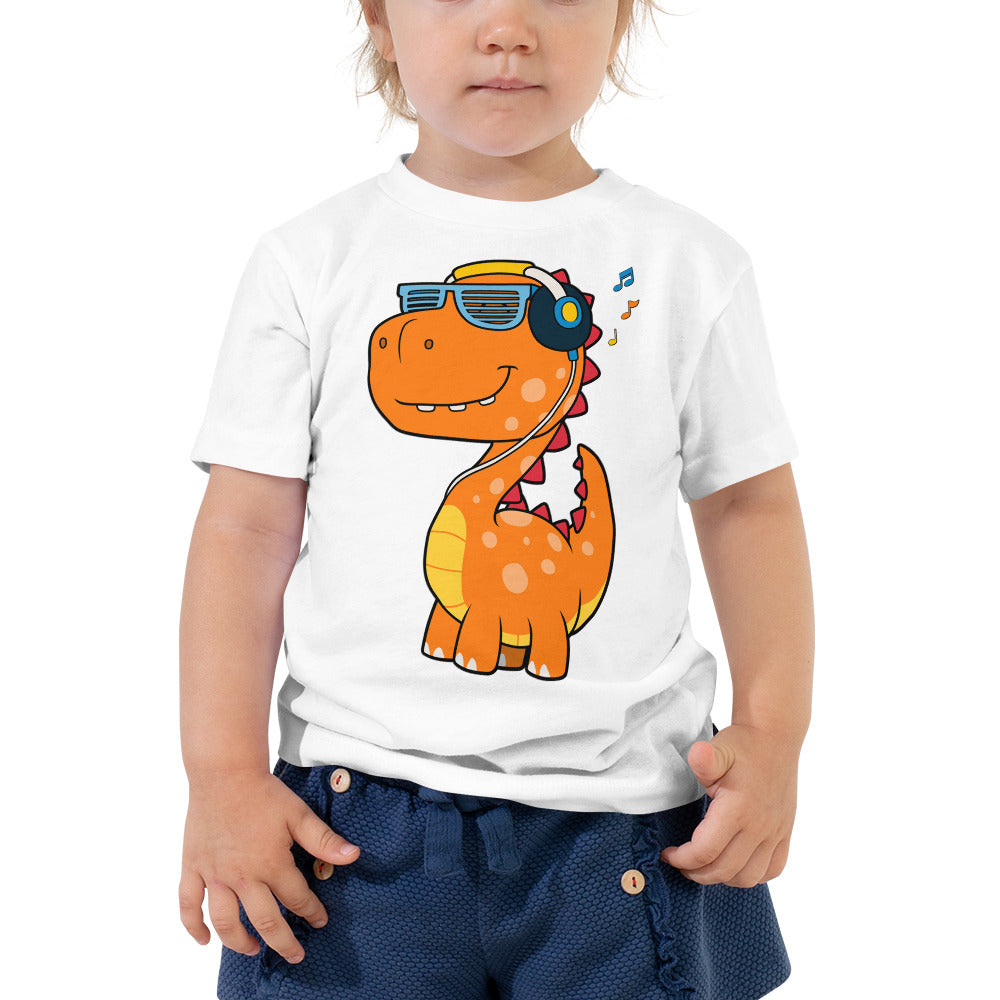 Cool Dinosaur Listening Music T-shirt, No. 0099