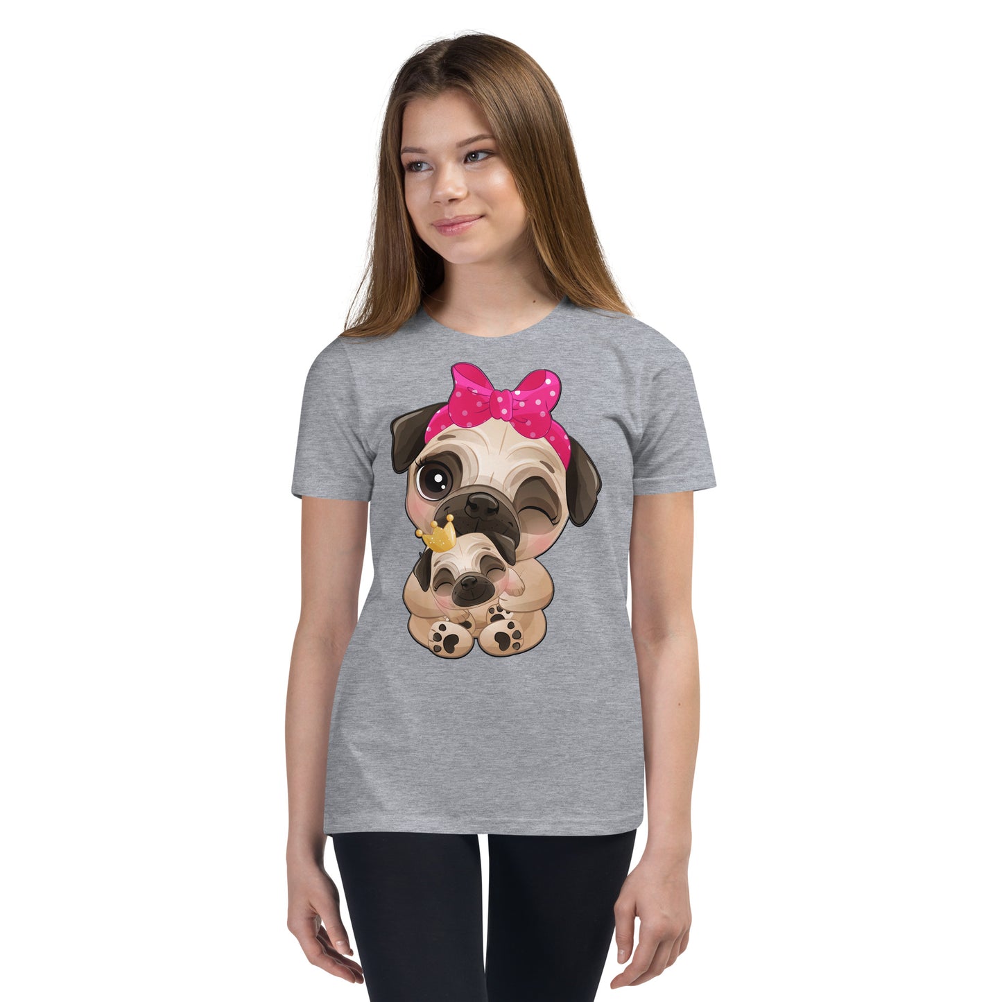 Cute Little Pug Dog Mother and Baby T-shirt, No. 0363