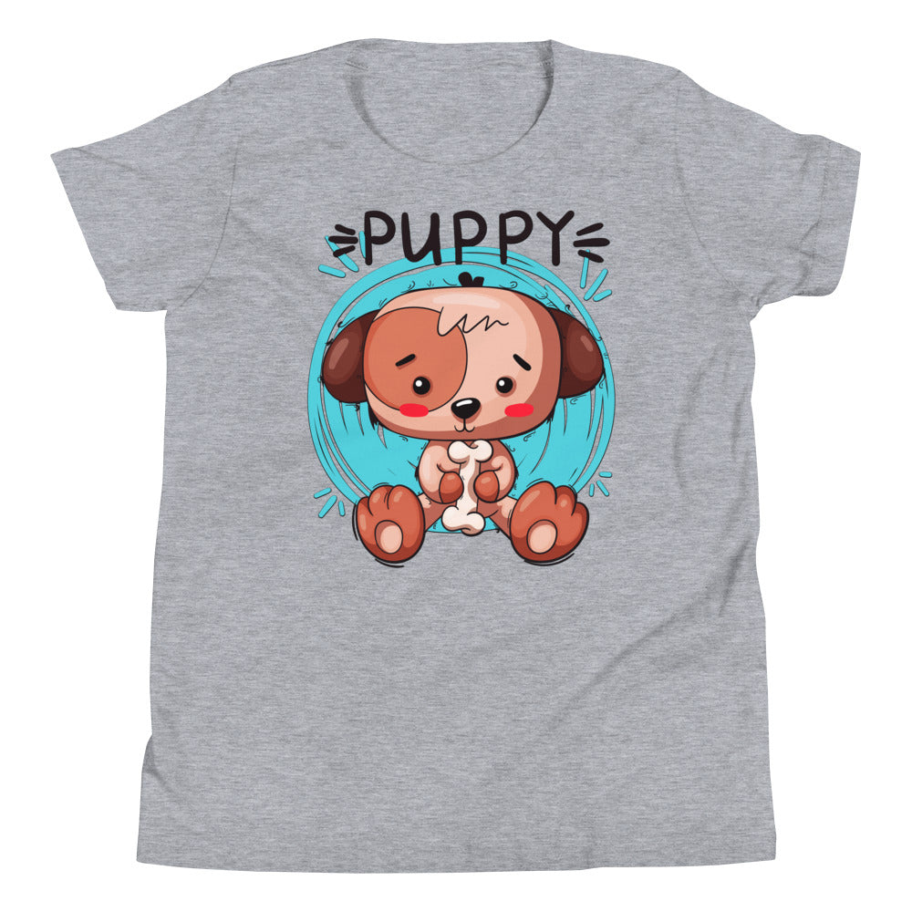 Dog Puppy Sitting with Bone T-shirt, No. 0391