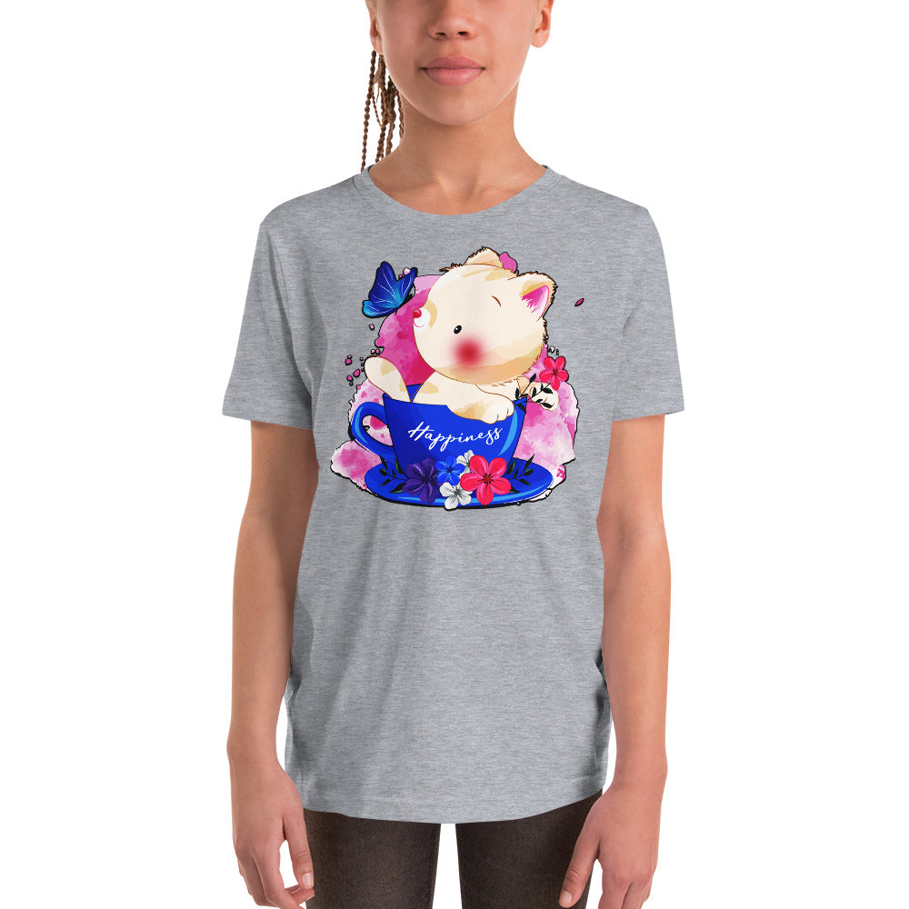 Cute Kitty Cat Playing with Butterfly T-shirt, No. 0321