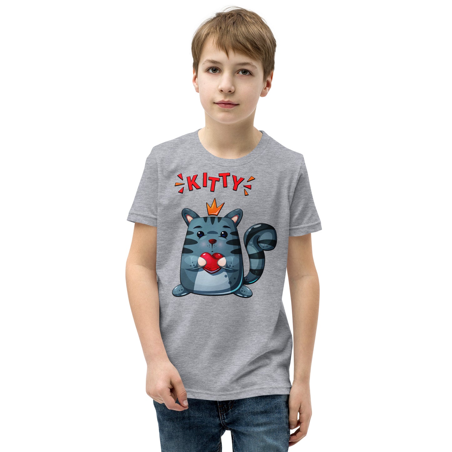 Cute Kitty Cat with Red Heart T-shirt, No. 0332