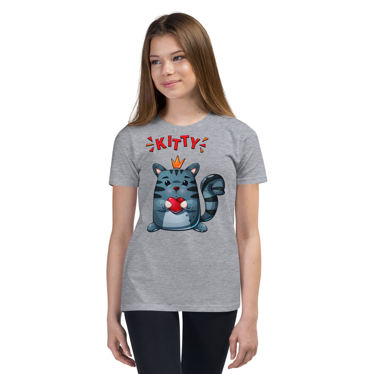 Cute Kitty Cat with Red Heart T-shirt, No. 0332