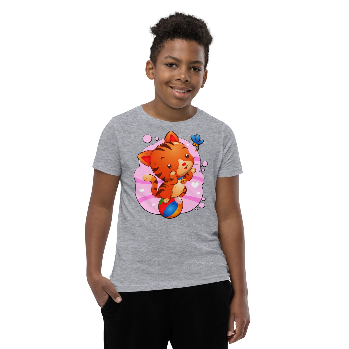 Cute Cat Sitting on Ball T-shirt, No. 0283