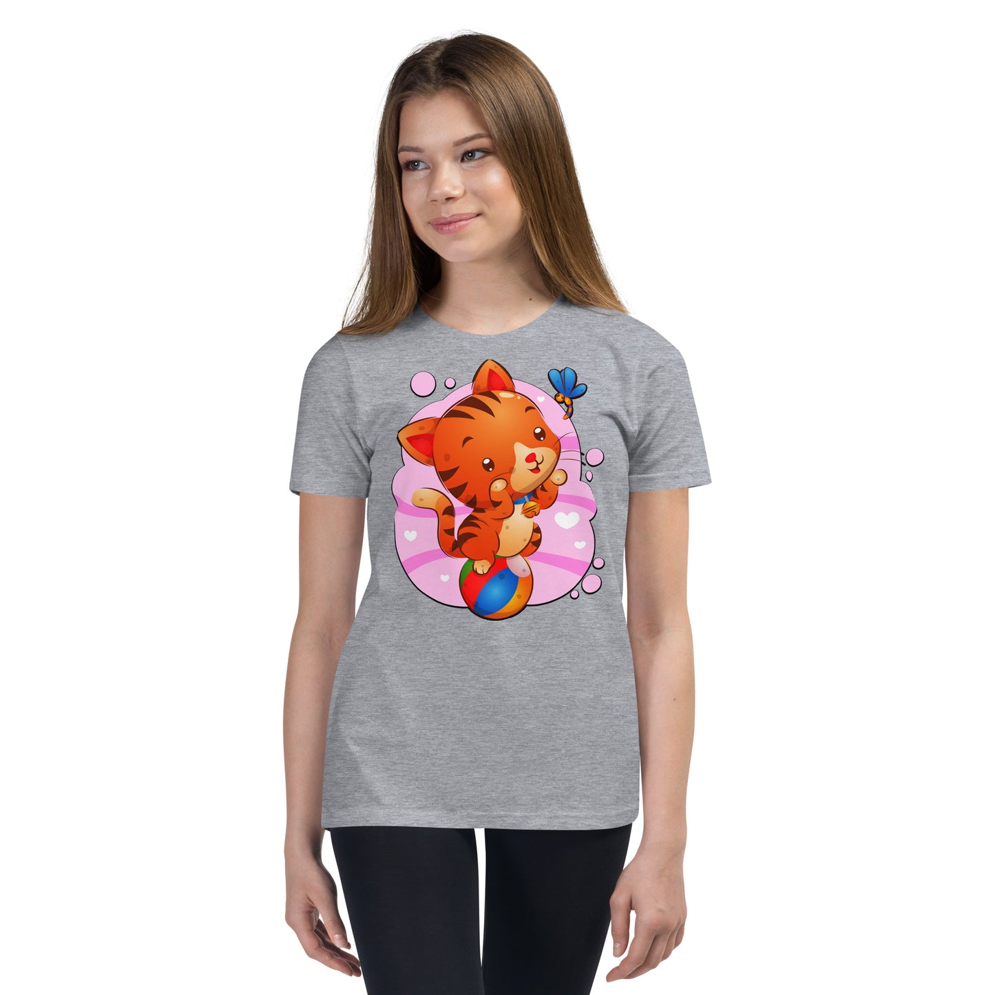 Cute Cat Sitting on Ball T-shirt, No. 0283