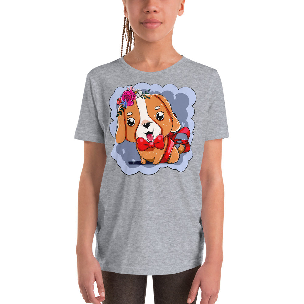 Cute Dog Puppy with Red Tie T-shirt, No. 0300