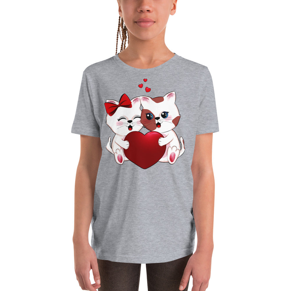 Cute Couple Kitten Cats in Love T-shirt, No. 0291