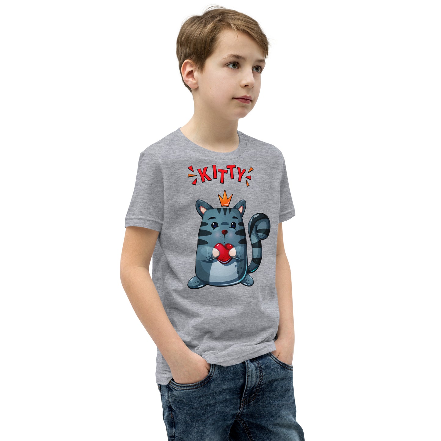 Cute Kitty Cat with Red Heart T-shirt, No. 0332