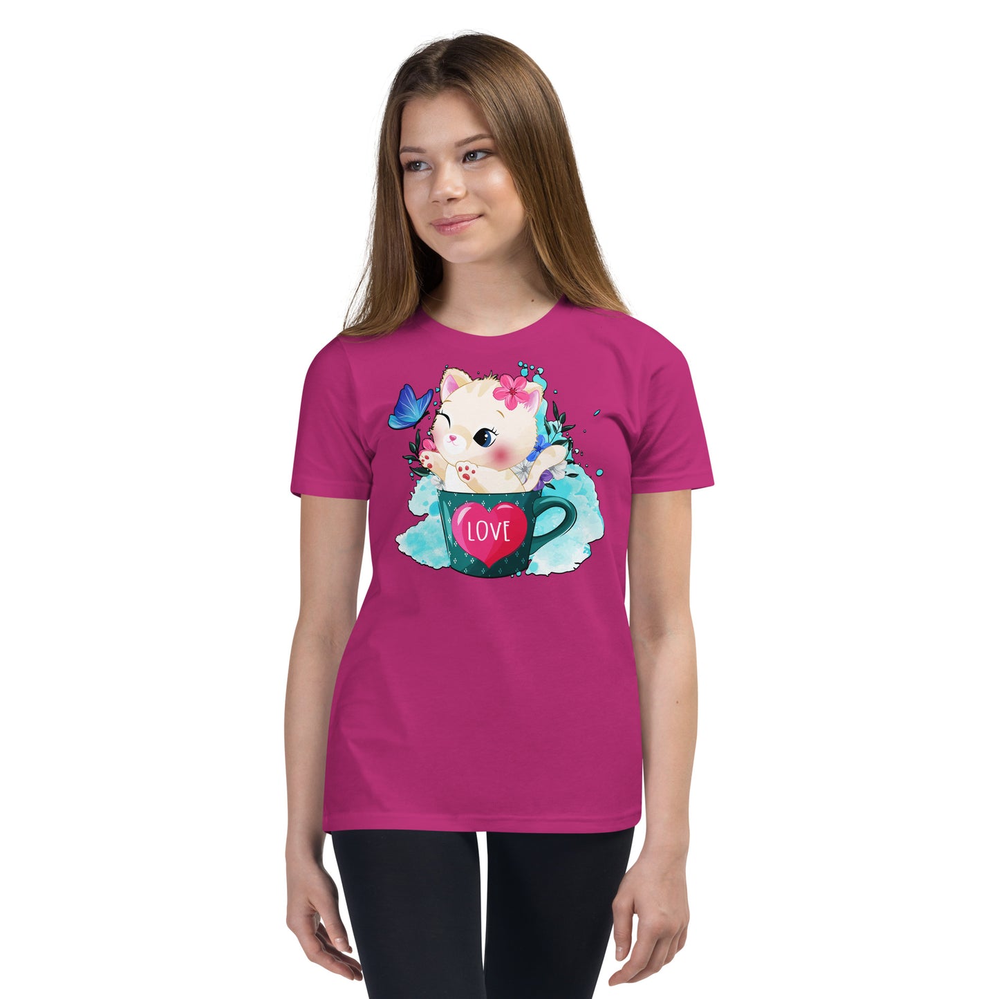 Cute Kitty Cat Inside Cup T-shirt, No. 0317