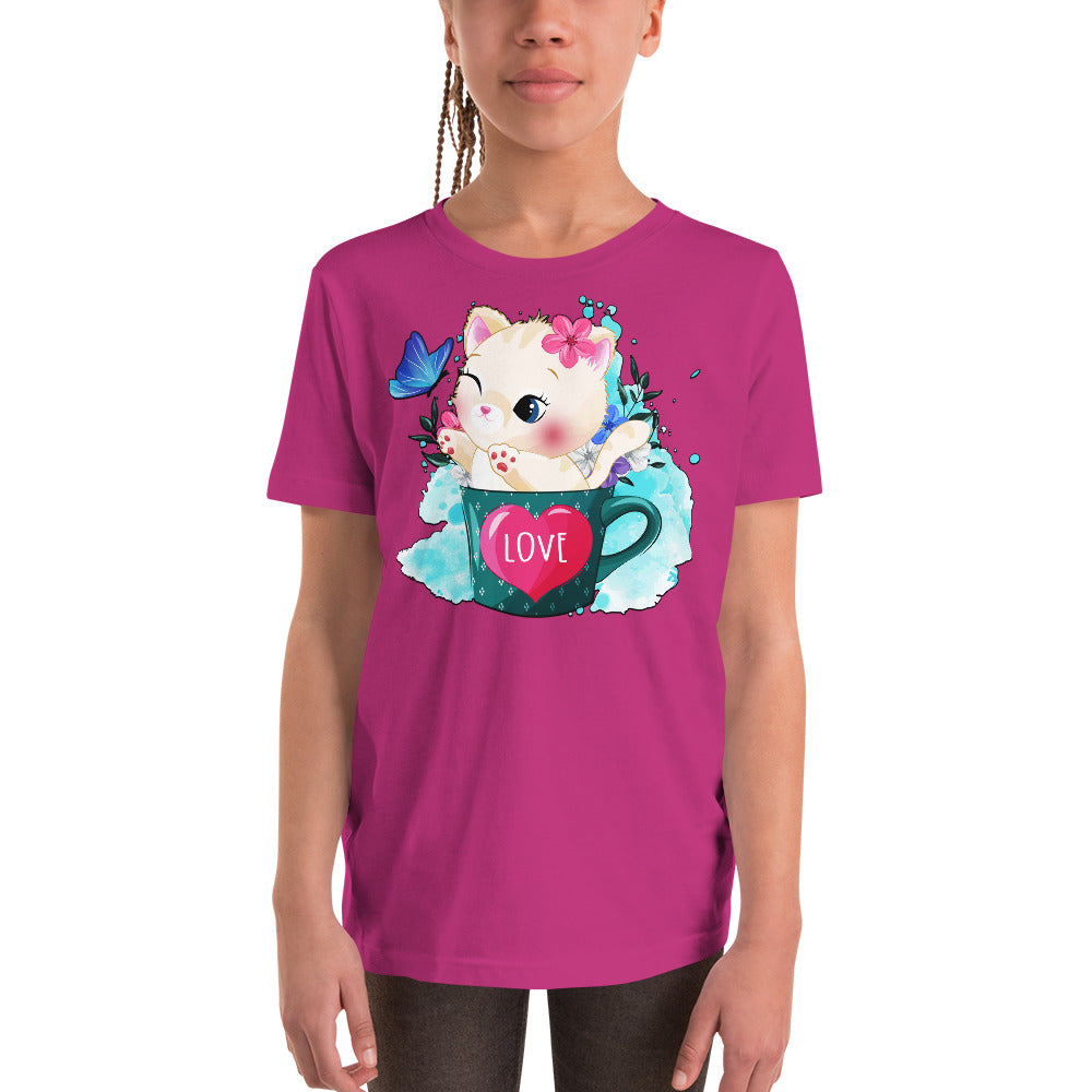 Cute Kitty Cat Inside Cup T-shirt, No. 0317
