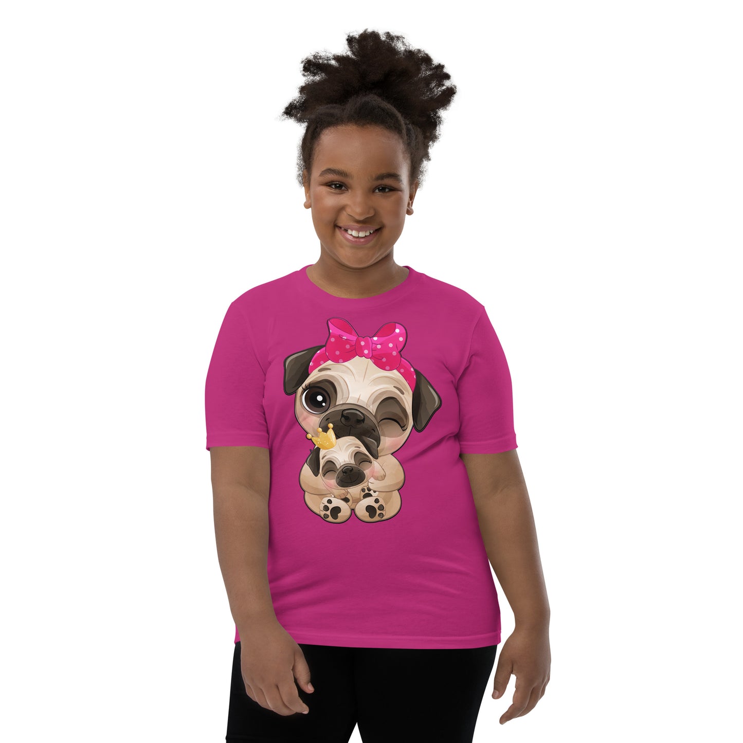 Cute Little Pug Dog Mother and Baby T-shirt, No. 0363