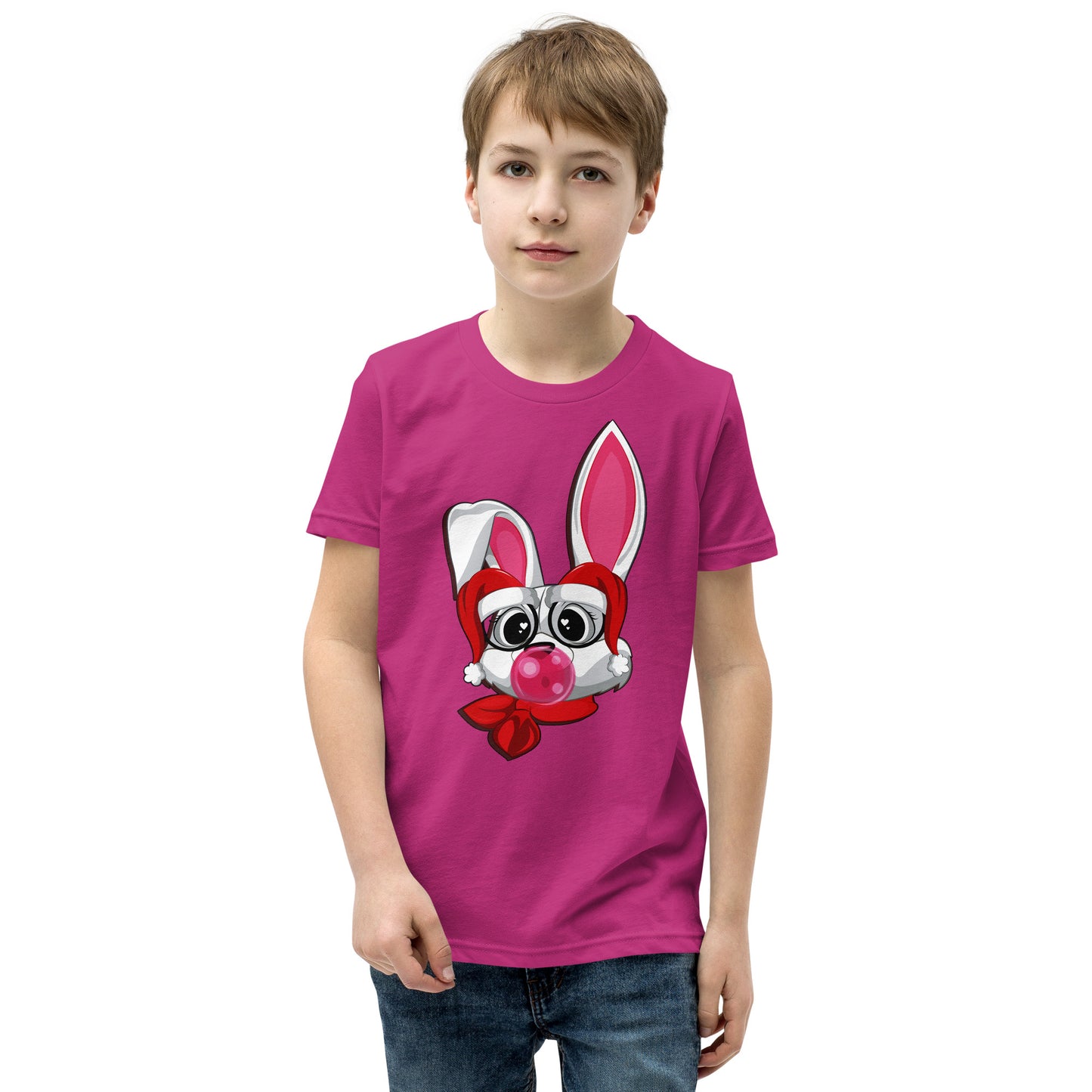 Cool Rabbit Wearing Santa Claus Hat T-shirt, No. 0055