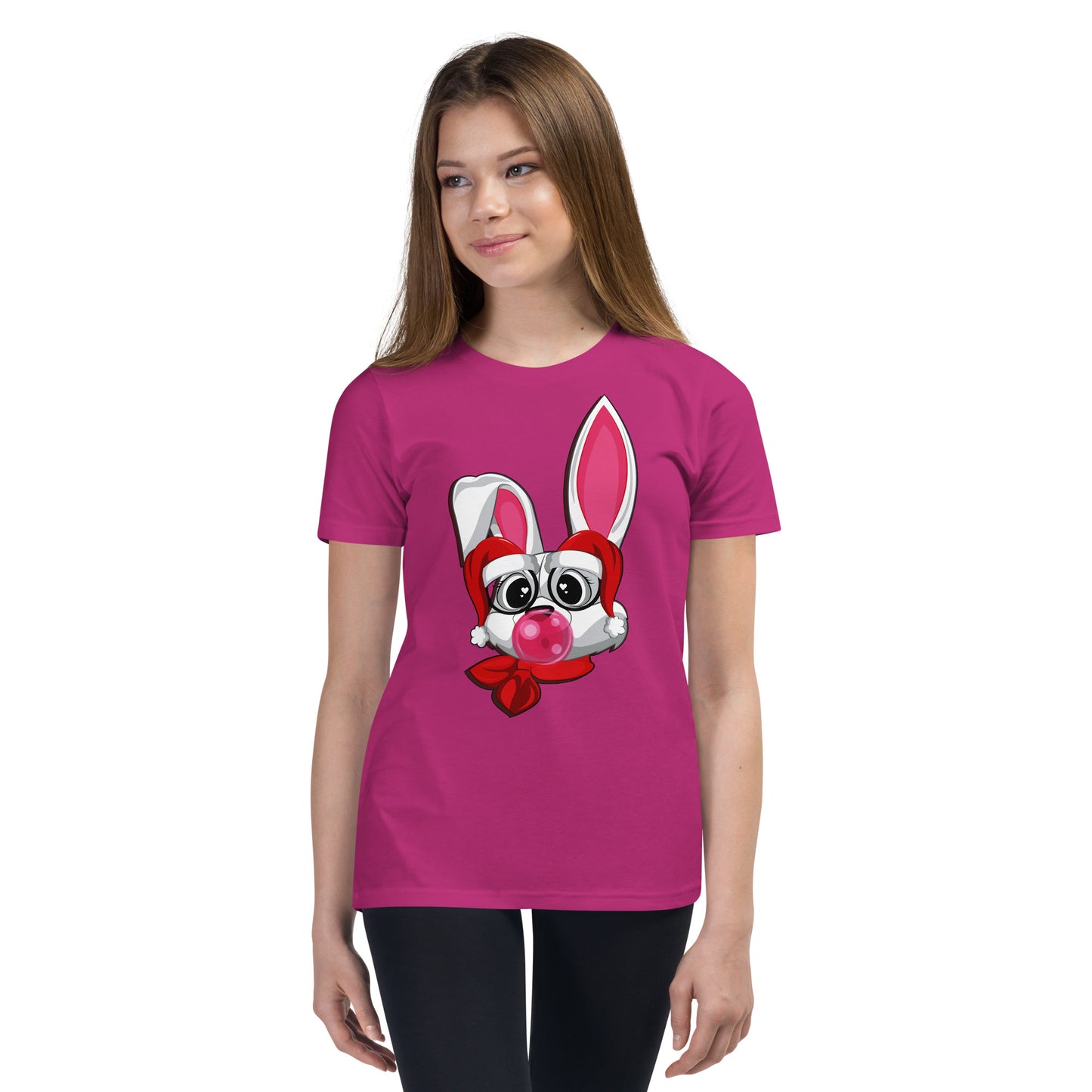 Cool Rabbit Wearing Santa Claus Hat T-shirt, No. 0055