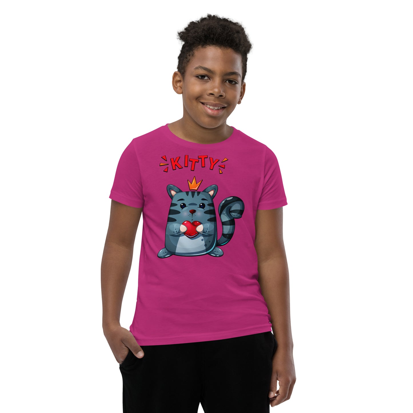 Cute Kitty Cat with Red Heart T-shirt, No. 0332