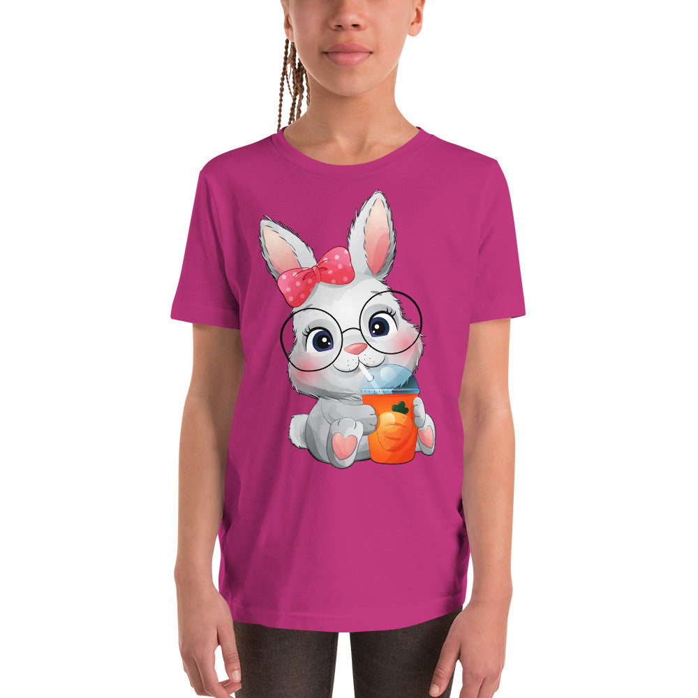 Bunny Drinking Carrot Juice T-shirt, No. 0029