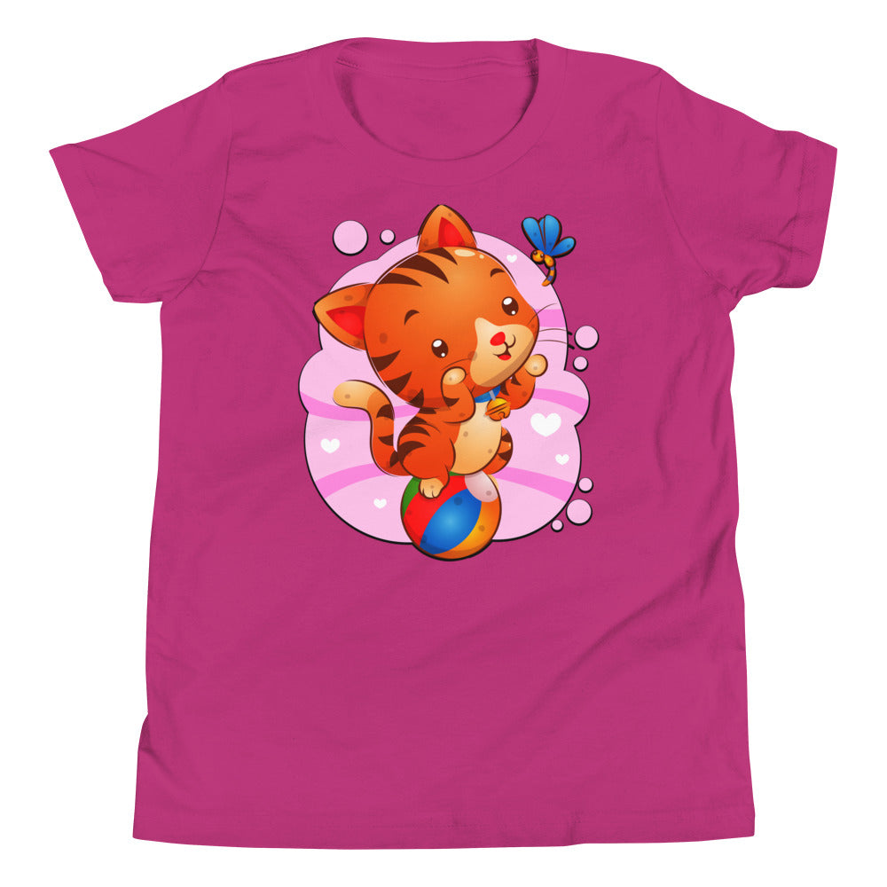 Cute Cat Sitting on Ball T-shirt, No. 0283