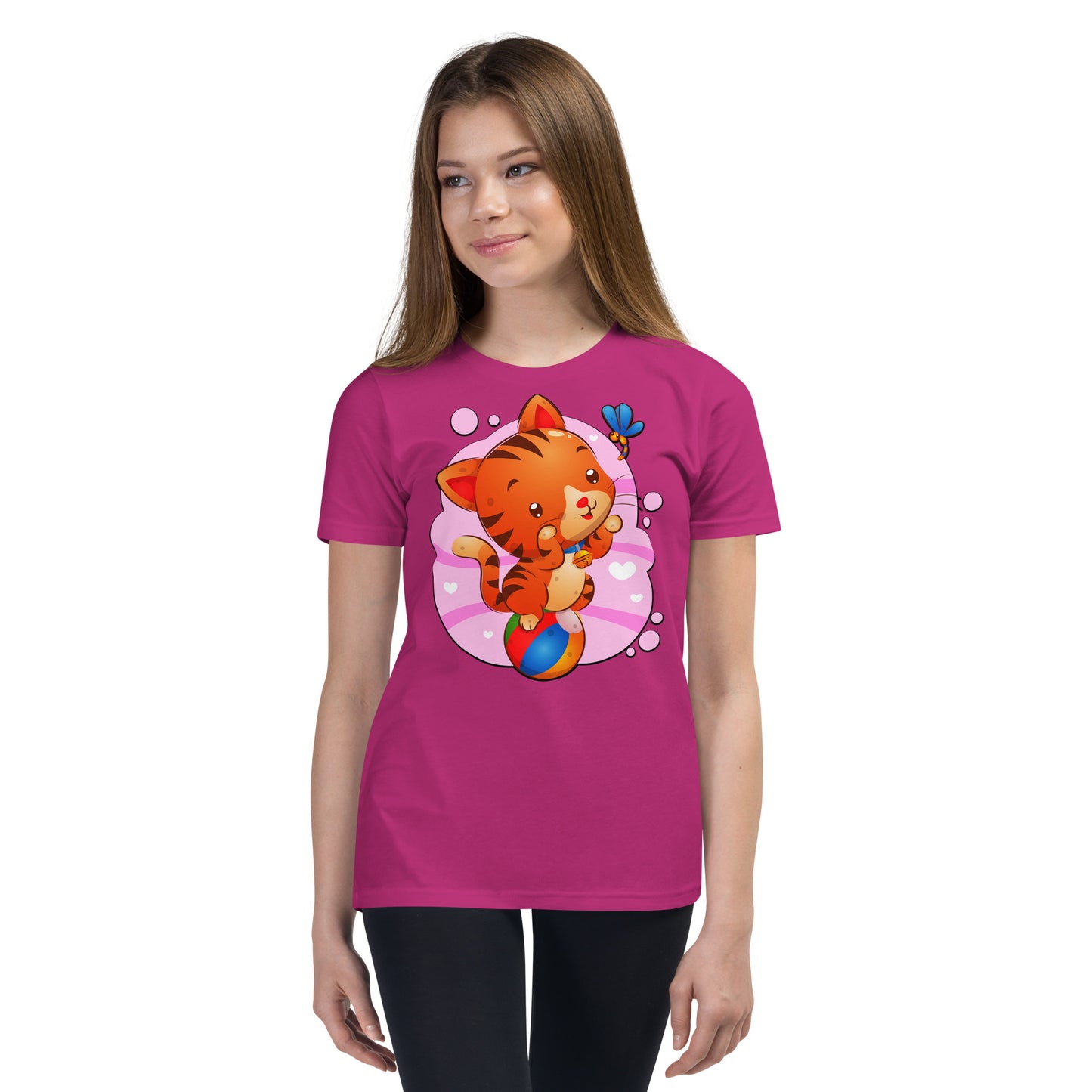 Cute Cat Sitting on Ball T-shirt, No. 0283