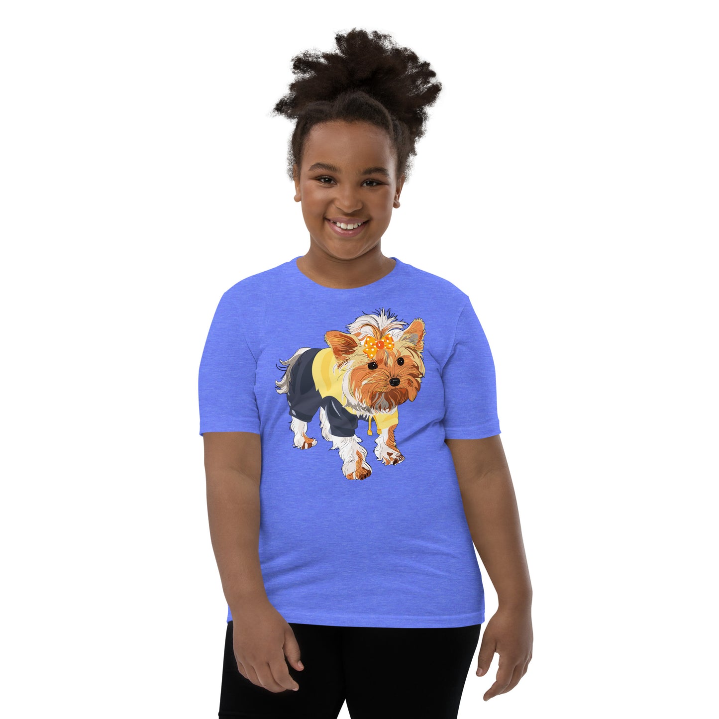 Cute dog wears yellow hair tie T-shirt, No. 0556