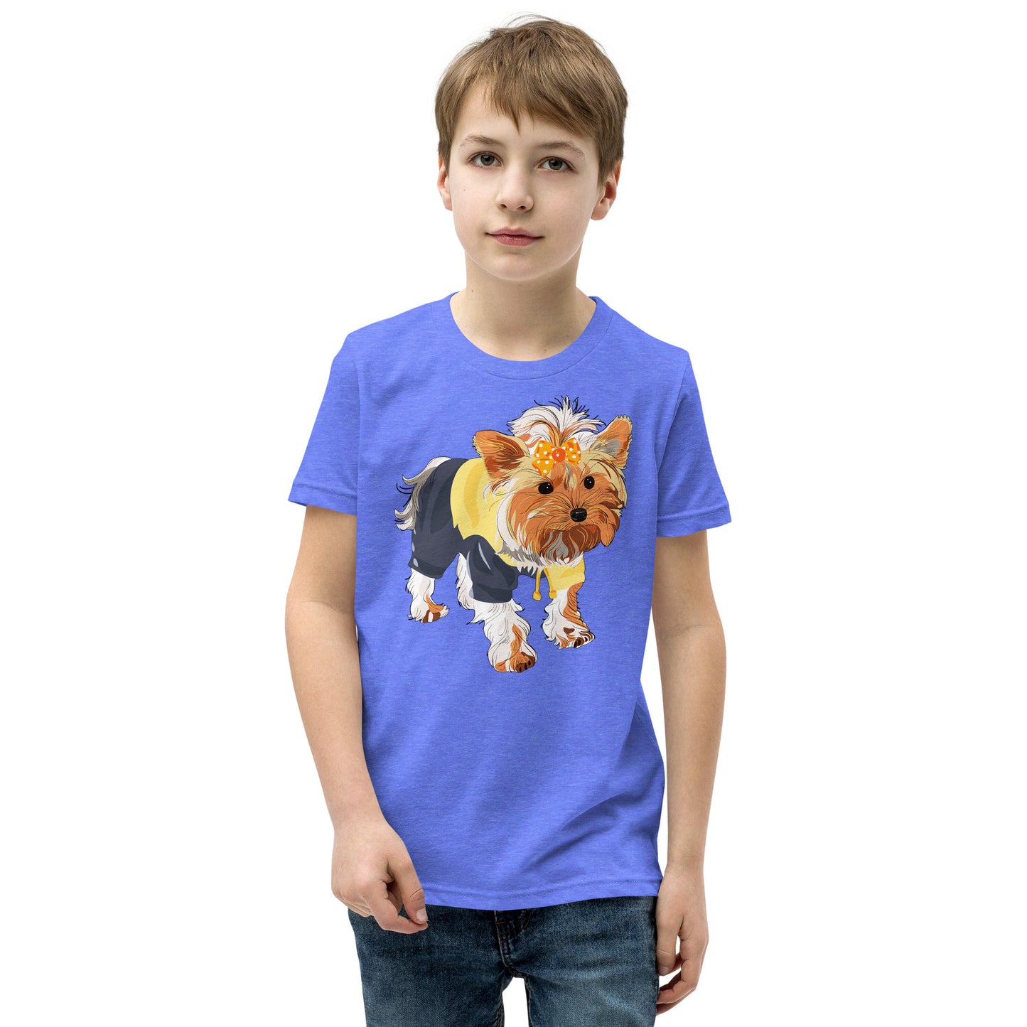 Cute dog wears yellow hair tie T-shirt, No. 0556