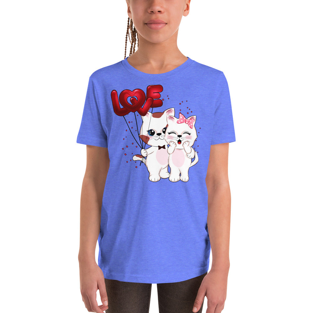 Cute Couple Cats in Love T-shirt, No. 0290
