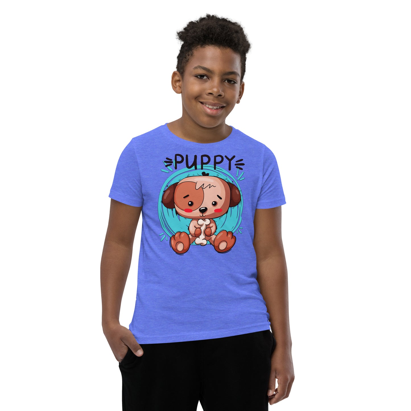 Dog Puppy Sitting with Bone T-shirt, No. 0391