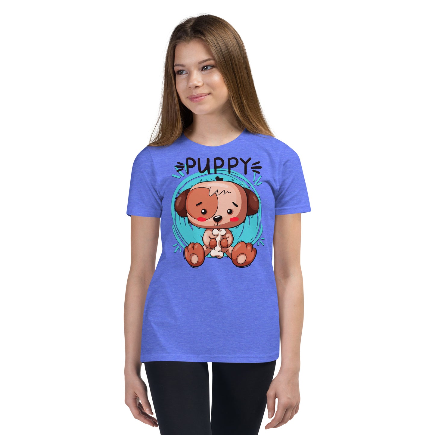 Dog Puppy Sitting with Bone T-shirt, No. 0391