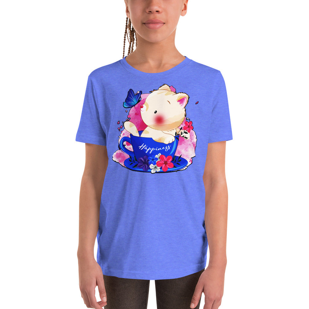 Cute Kitty Cat Playing with Butterfly T-shirt, No. 0321