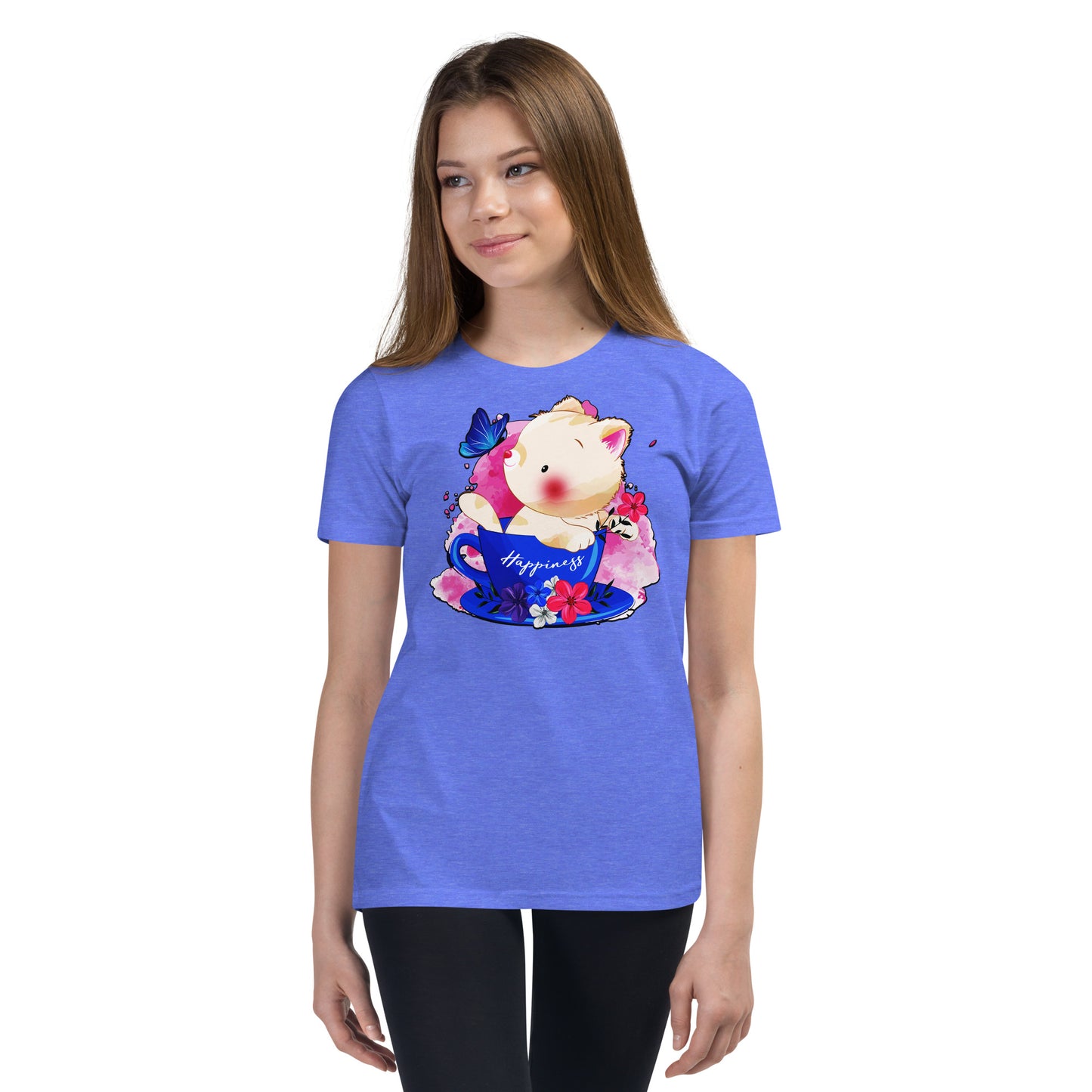 Cute Kitty Cat Playing with Butterfly T-shirt, No. 0321