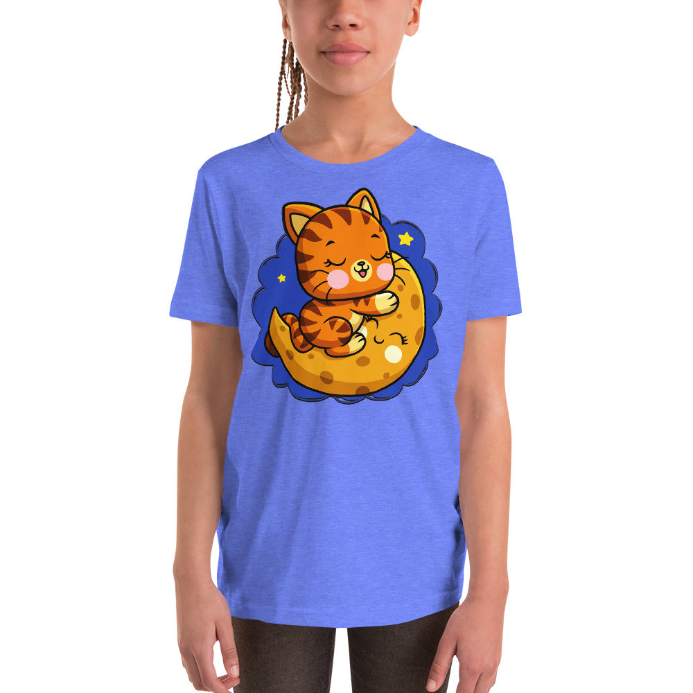 Cute Baby Cat Sleeping on the Moon T-shirt, No. 0272