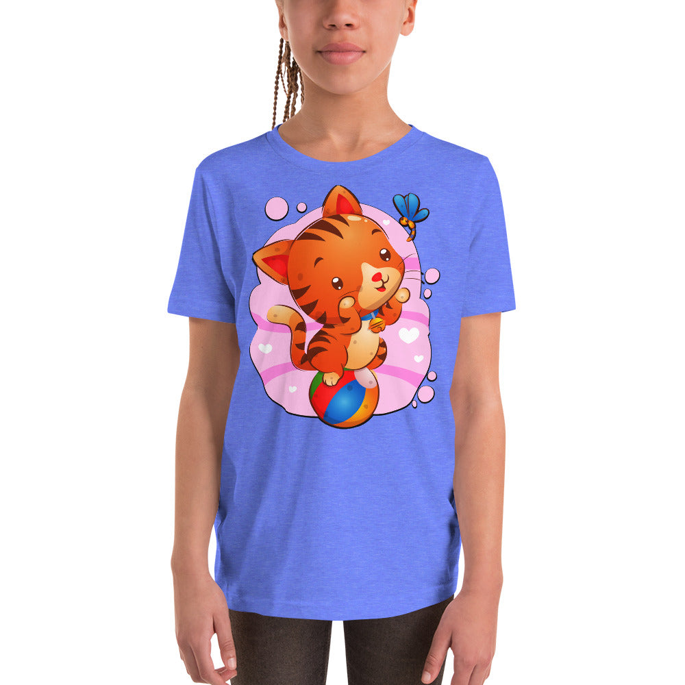 Cute Cat Sitting on Ball T-shirt, No. 0283