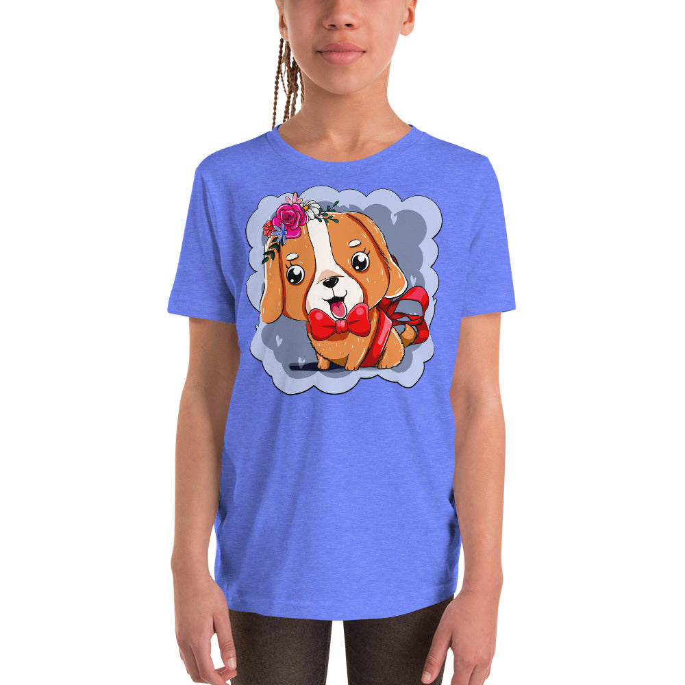Cute Dog Puppy with Red Tie T-shirt, No. 0300
