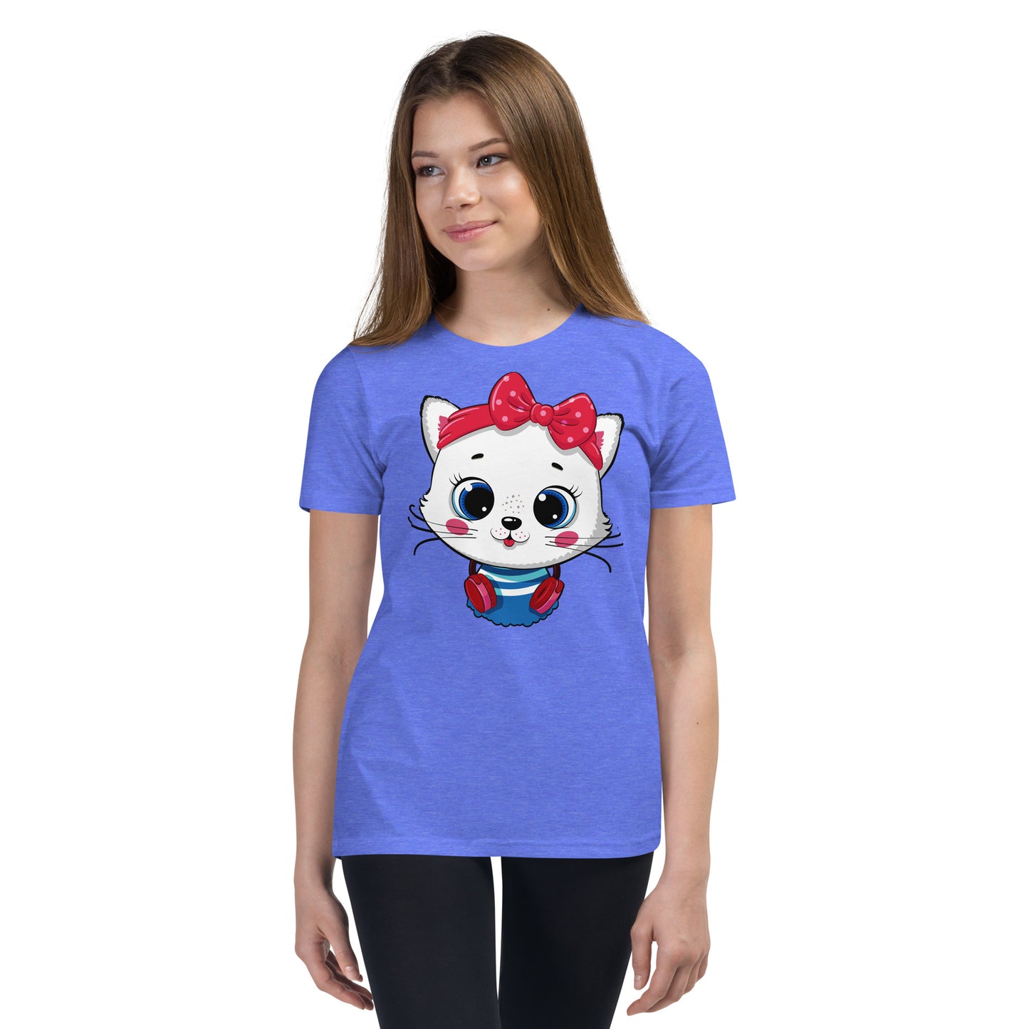 Cute Kitty Cat Listening to Music T-shirt, No. 0320