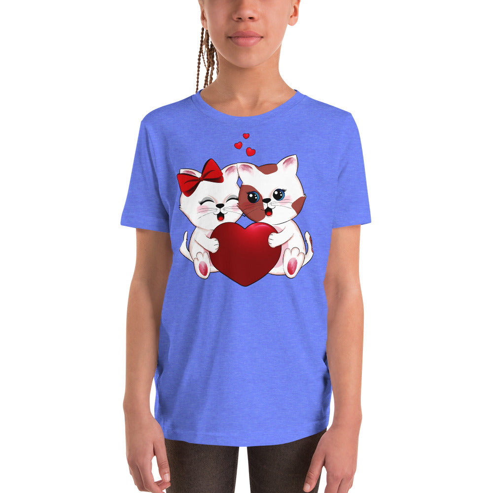 Cute Couple Kitten Cats in Love T-shirt, No. 0291
